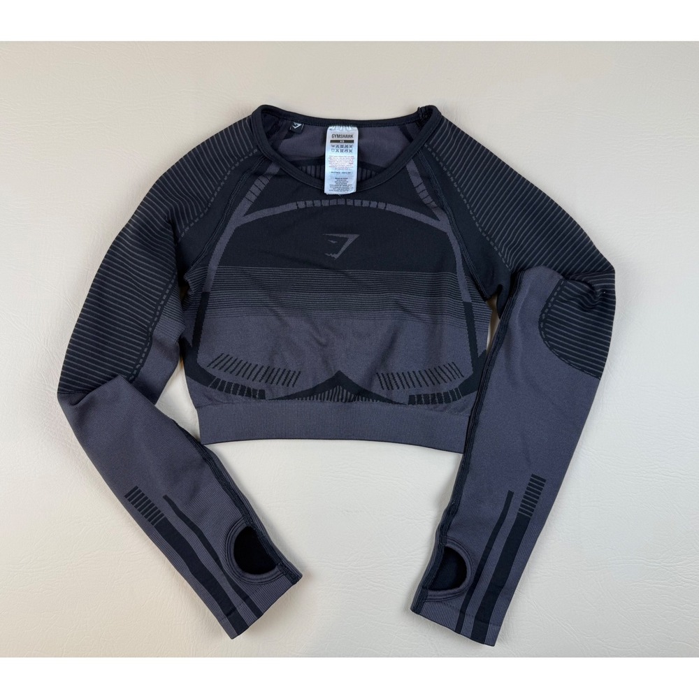 Athletic Seamless Crop Top Long Sleeve Thumbhole XS Gymshark